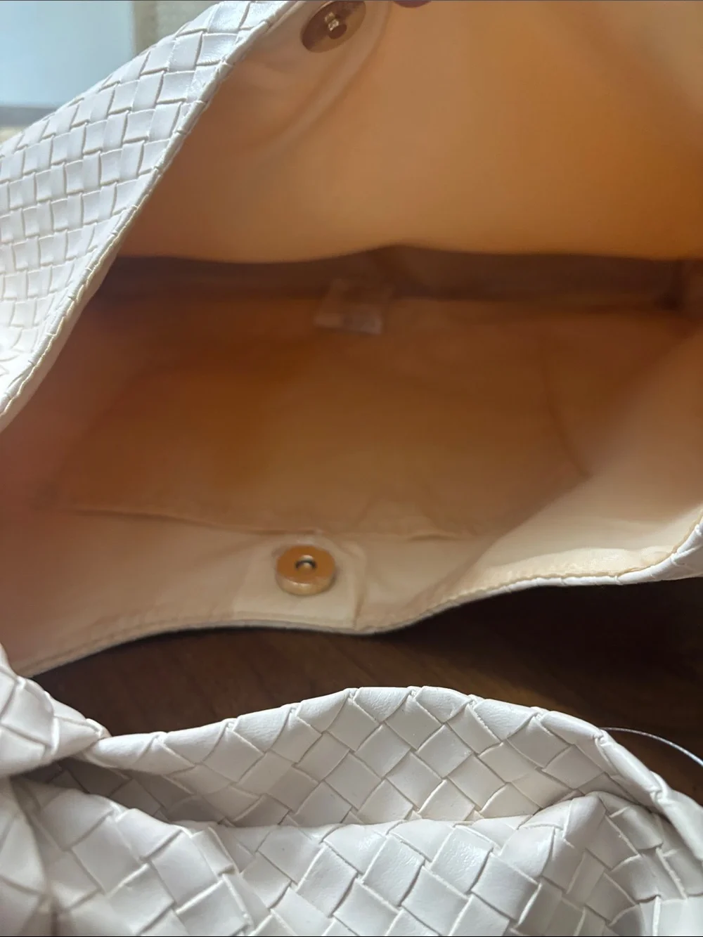 Ulta Beauty Woven Knot-Handle Shoulder Bag in Light Beige